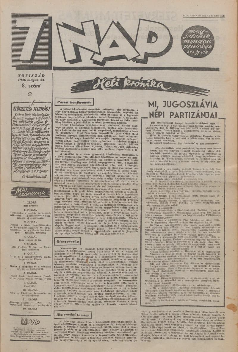 7 Nap, 1. évf. 1946. május 24. 8. sz. 1–12. oldal