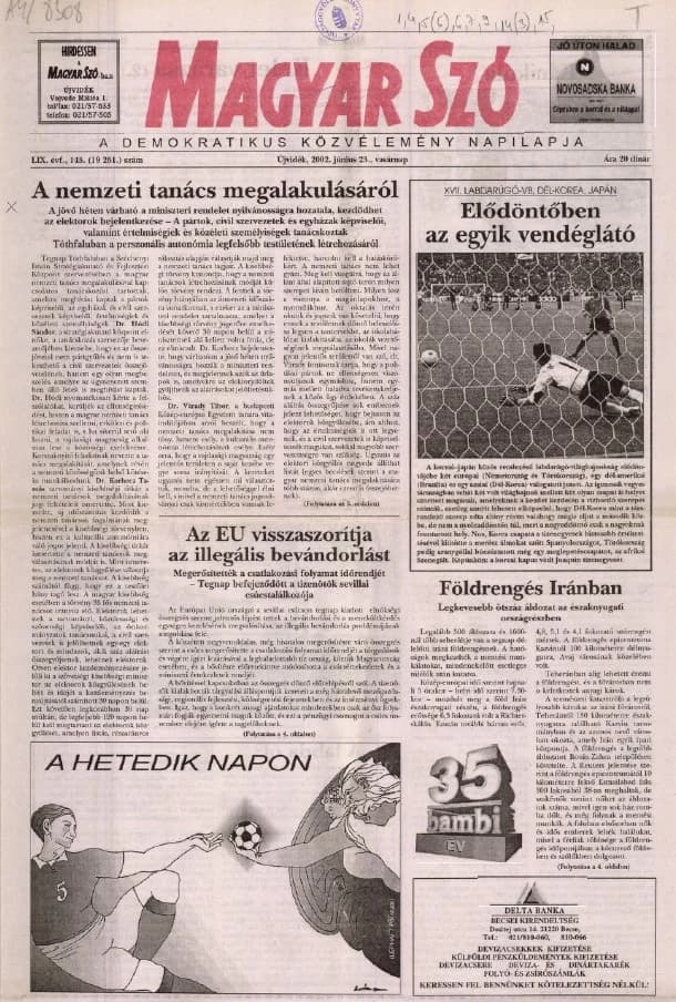 Magyar Szó, 59. évf. 2002. június 23. 145. sz. 1–28. oldal