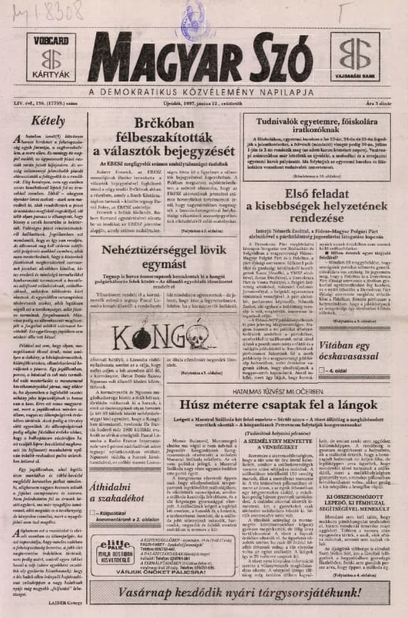 Magyar Szó, 54. évf. 1997. június 12. 136. sz. 1–16. oldal