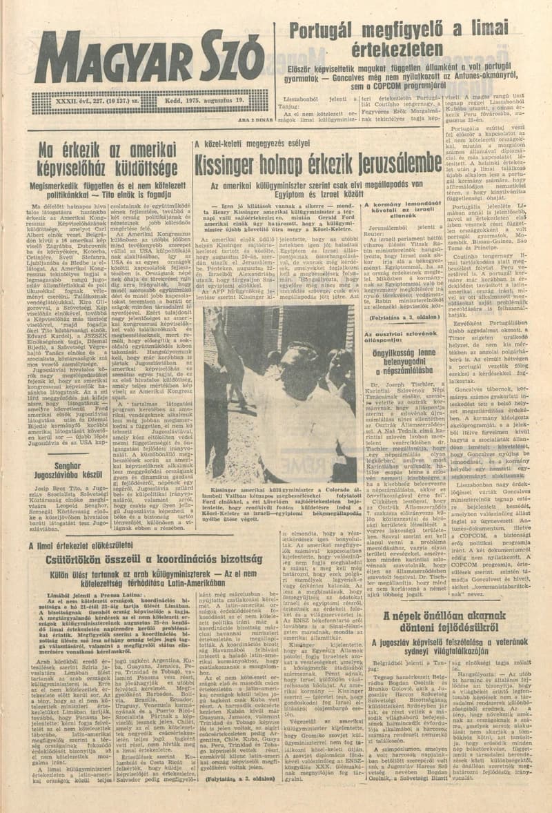 Magyar Szó, 32. évf. 1975. augusztus 19. 227. sz.