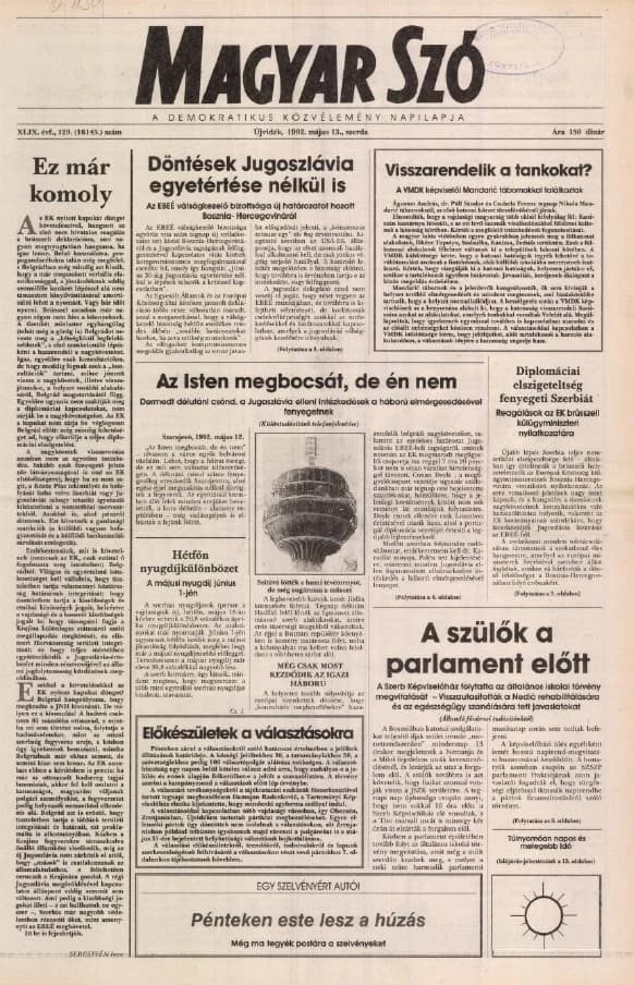 Magyar Szó, 49. évf. 1992. május 13. 129. sz. 1–16. oldal
