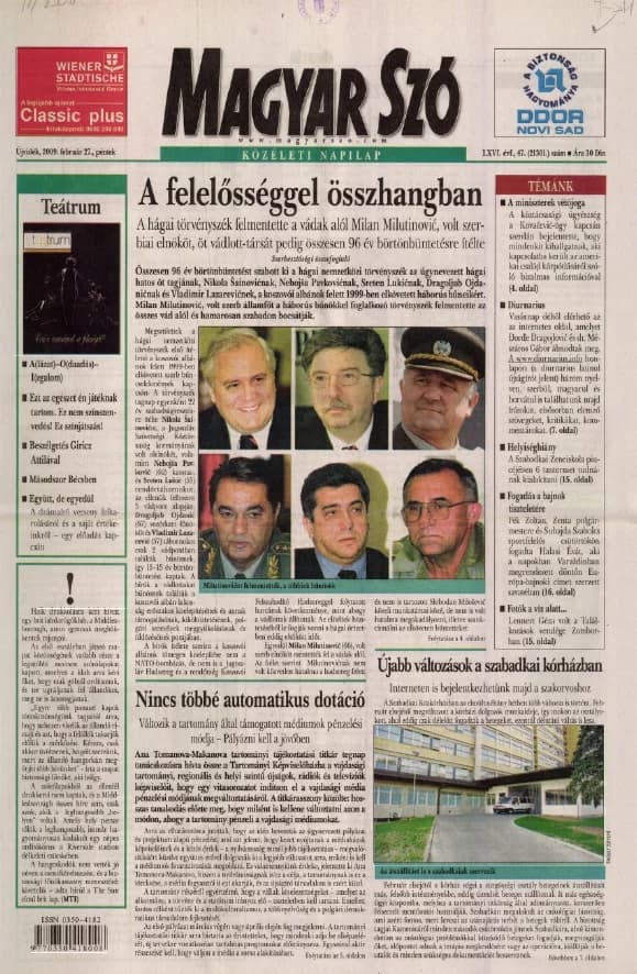 Magyar Szó, 66. évf. 2009. február 27. 47. sz. 1–20. oldal