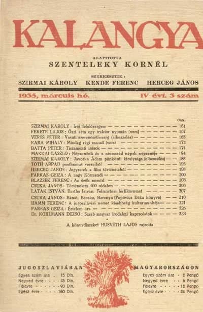 Kalangya, 4. évf. 1935. március. 3. sz. 161–240. oldal