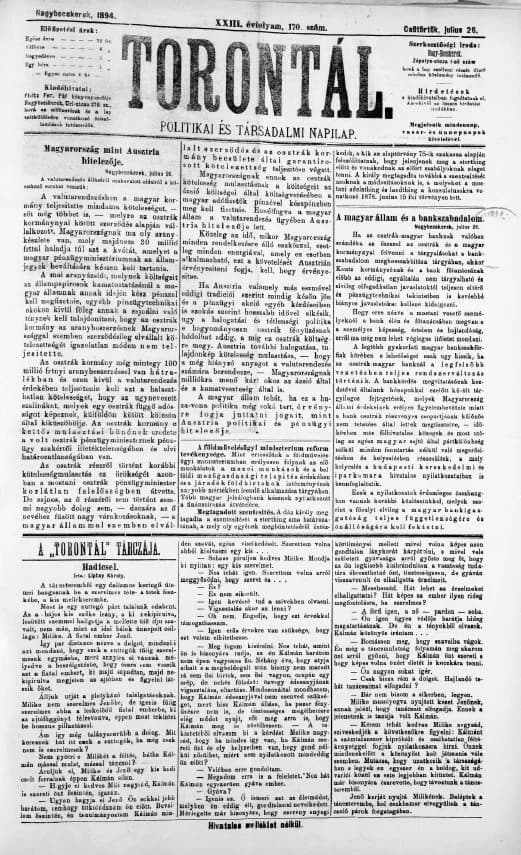 Torontál, 23. évf. 1894. július 26. 170. sz.