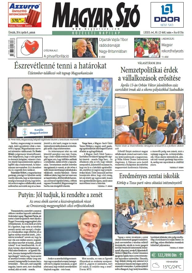 Magyar Szó, 73. évf. 2016. április 8. 80. sz. 1–16. oldal