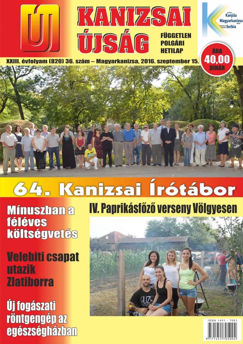 Új Kanizsai Újság, 23. évf. 2016. szeptember 15. 36. sz.