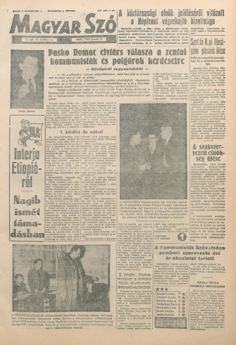 Magyar Szó, 10. évf. 1953. január 12. 11. sz. 1–10. oldal