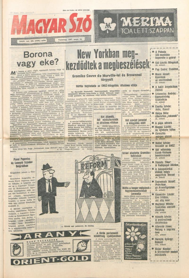 Magyar Szó, 24. évf. 1967. szeptember 24. 263. sz. 1–24. oldal