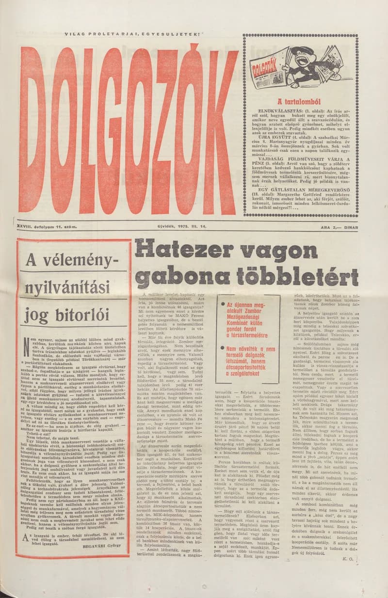 Dolgozók, 29. évf. 1975. március 14. 11. sz.