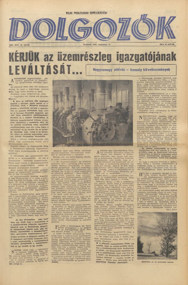 Dolgozók, 16. évf. 1962. augusztus 17. 33. sz.