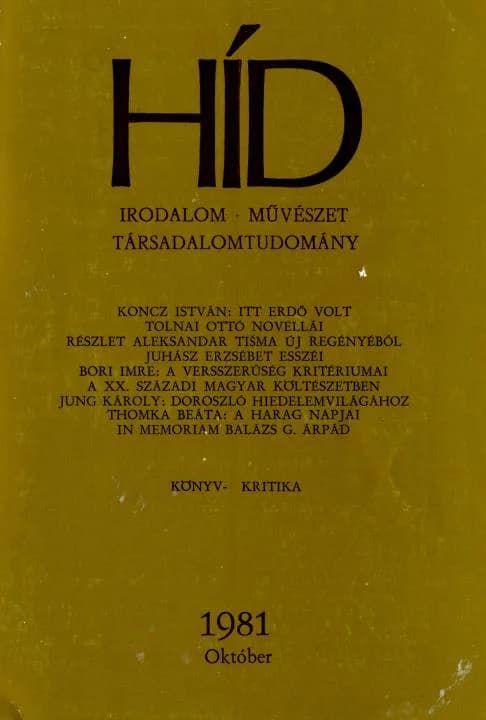 Híd, 45. évf. 1981. október. 10. sz. 1121–1272. oldal