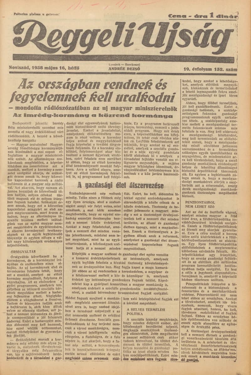 Reggeli Újság, 19. évf. 1938. május 16. 132. sz.