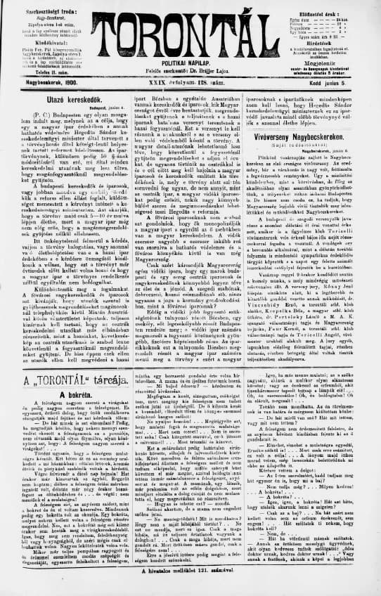 Torontál, 29. évf. 1900. június 5. 128. sz.
