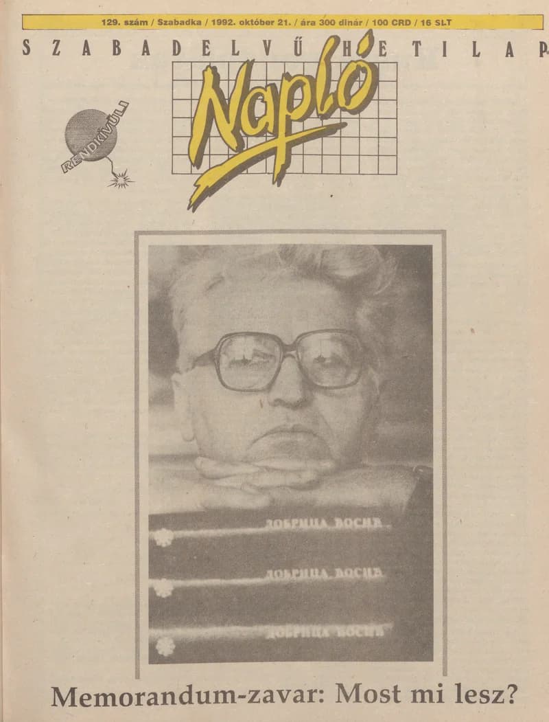 Napló - Szabadelvű hetilap, 3. évf. 1992. október 21. 129. sz.