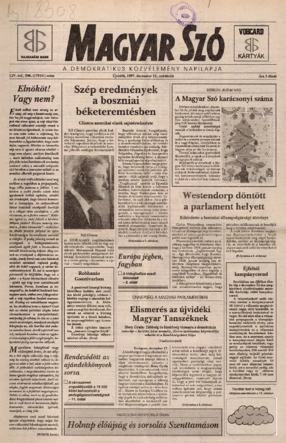 Magyar Szó, 54. évf. 1997. december 18. 296. sz. 1–16. oldal