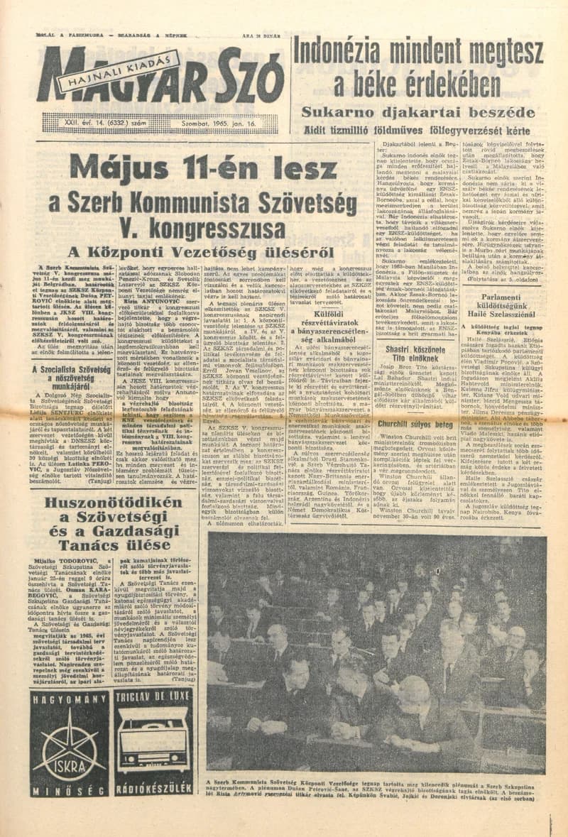 Magyar Szó, 22. évf. 1965. január 16. 14. sz. 1–12. oldal