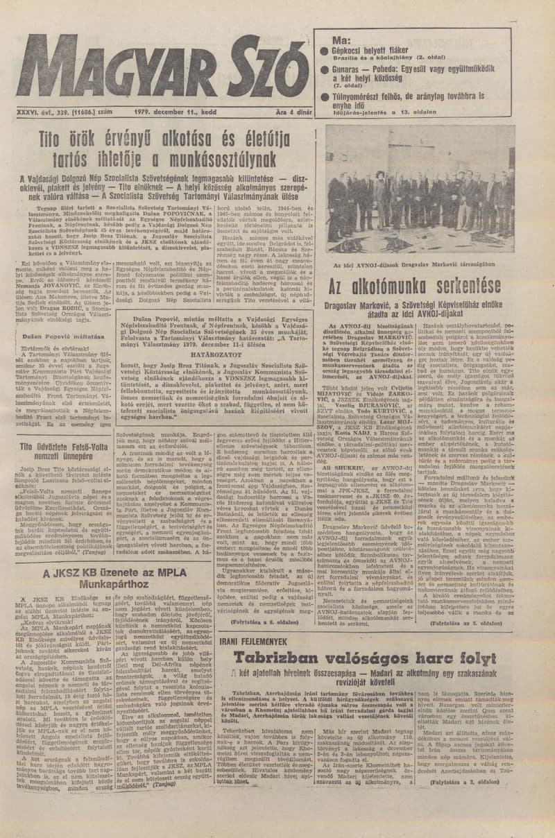 Magyar Szó, 36. évf. 1979. december 11. 339. sz. 1–20. oldal