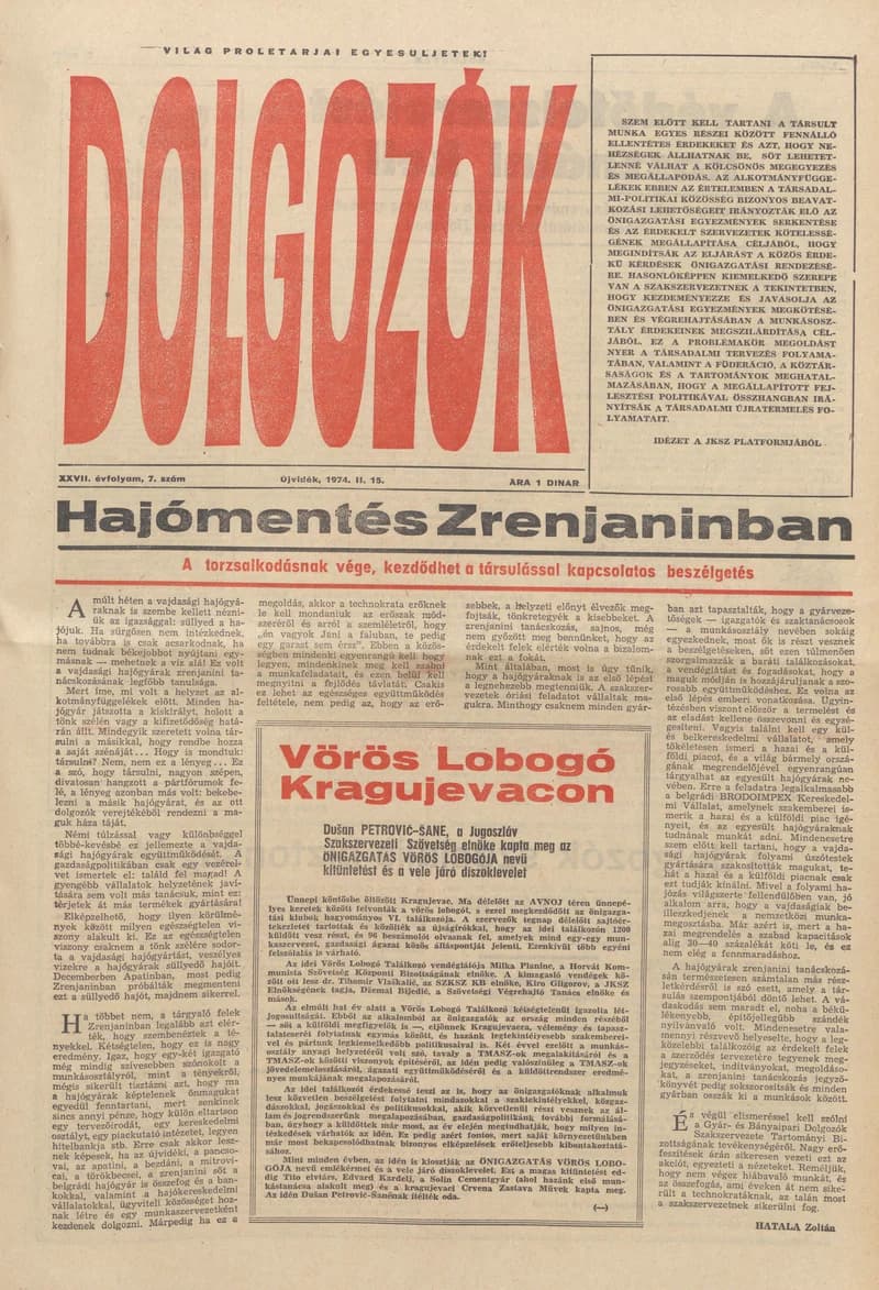 Dolgozók, 28. évf. 1974. február 15. 7. sz.