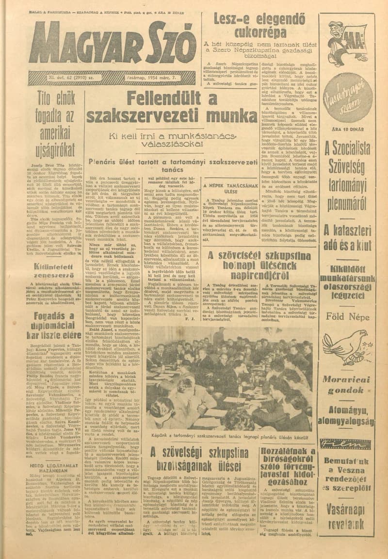 Magyar Szó, 11. évf. 1954. március 7. 62. sz. 1–16. oldal