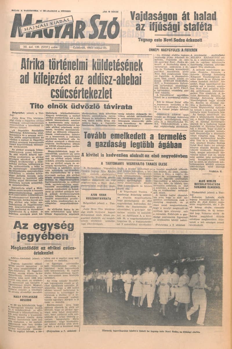 Magyar Szó, 20. évf. 1963. május 23. 139. sz. 1–16. oldal