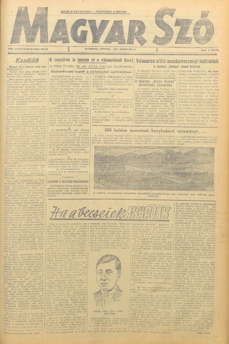 Magyar Szó, 8. évf. 1951. február 16. 39. sz. 1–4. oldal