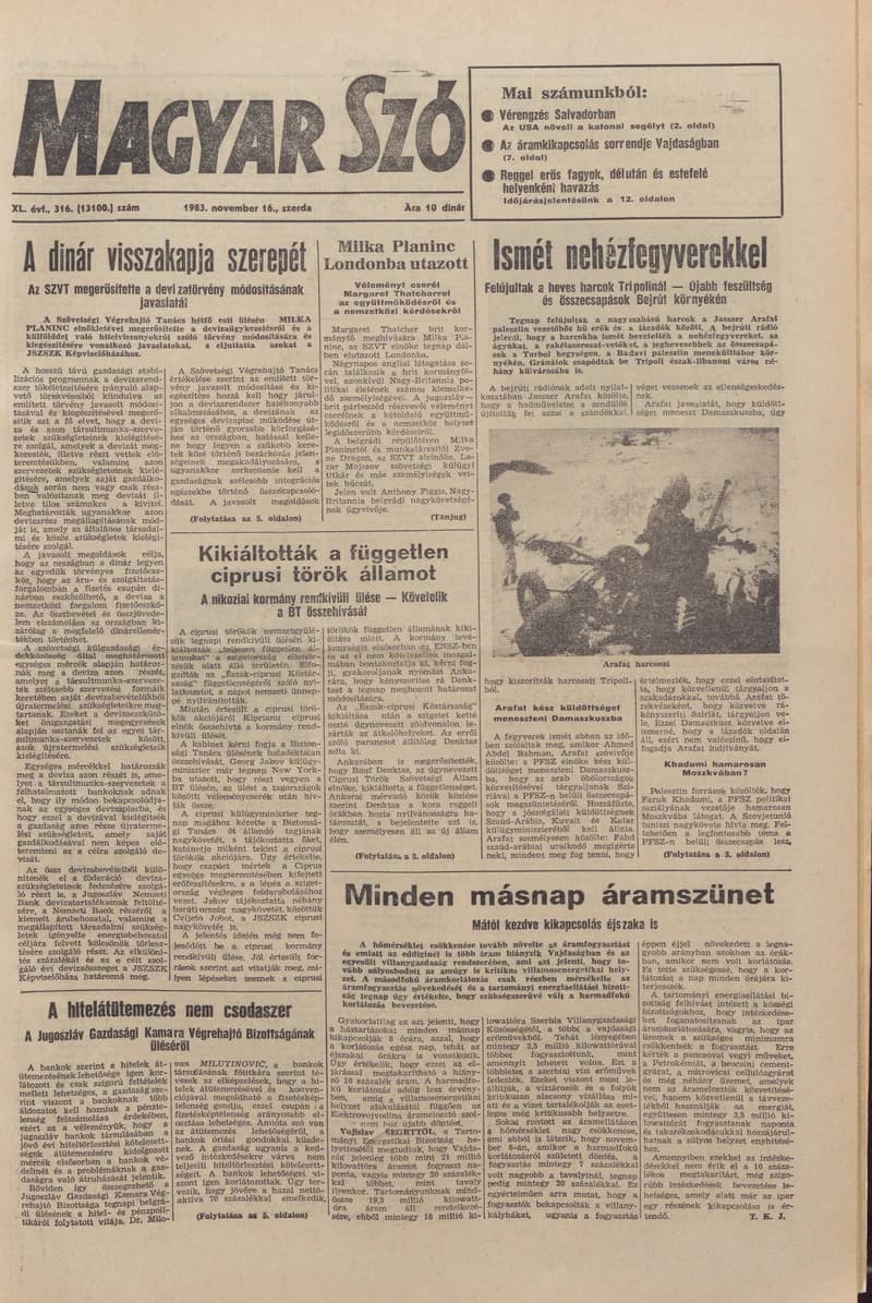 Magyar Szó, 40. évf. 1983. november 16. 316. sz.