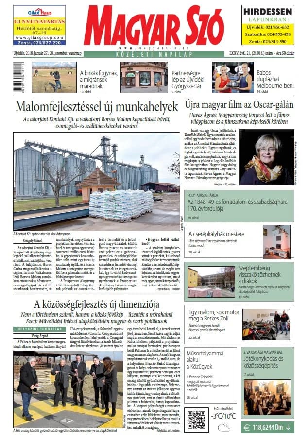 Magyar Szó, 75. évf. 2018. január 27. – 28. 21. sz. 1–44. oldal