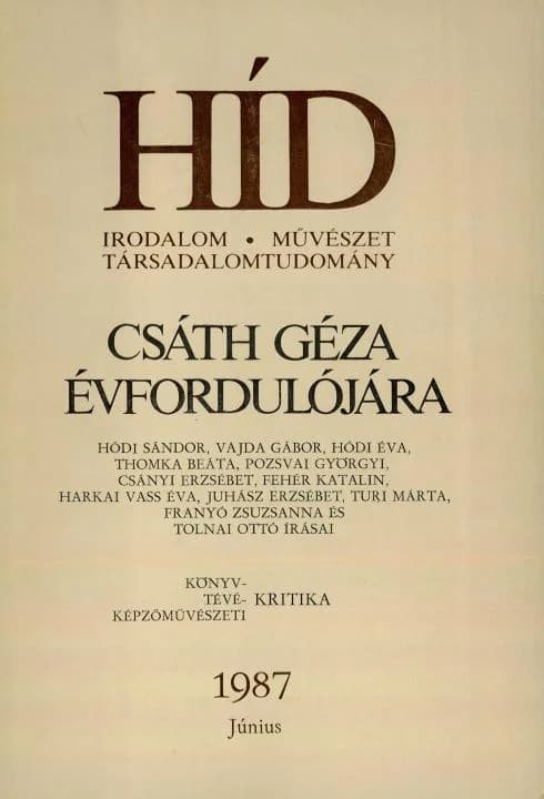 Híd, 51. évf. 1987. június. 6. sz. 733–924. oldal