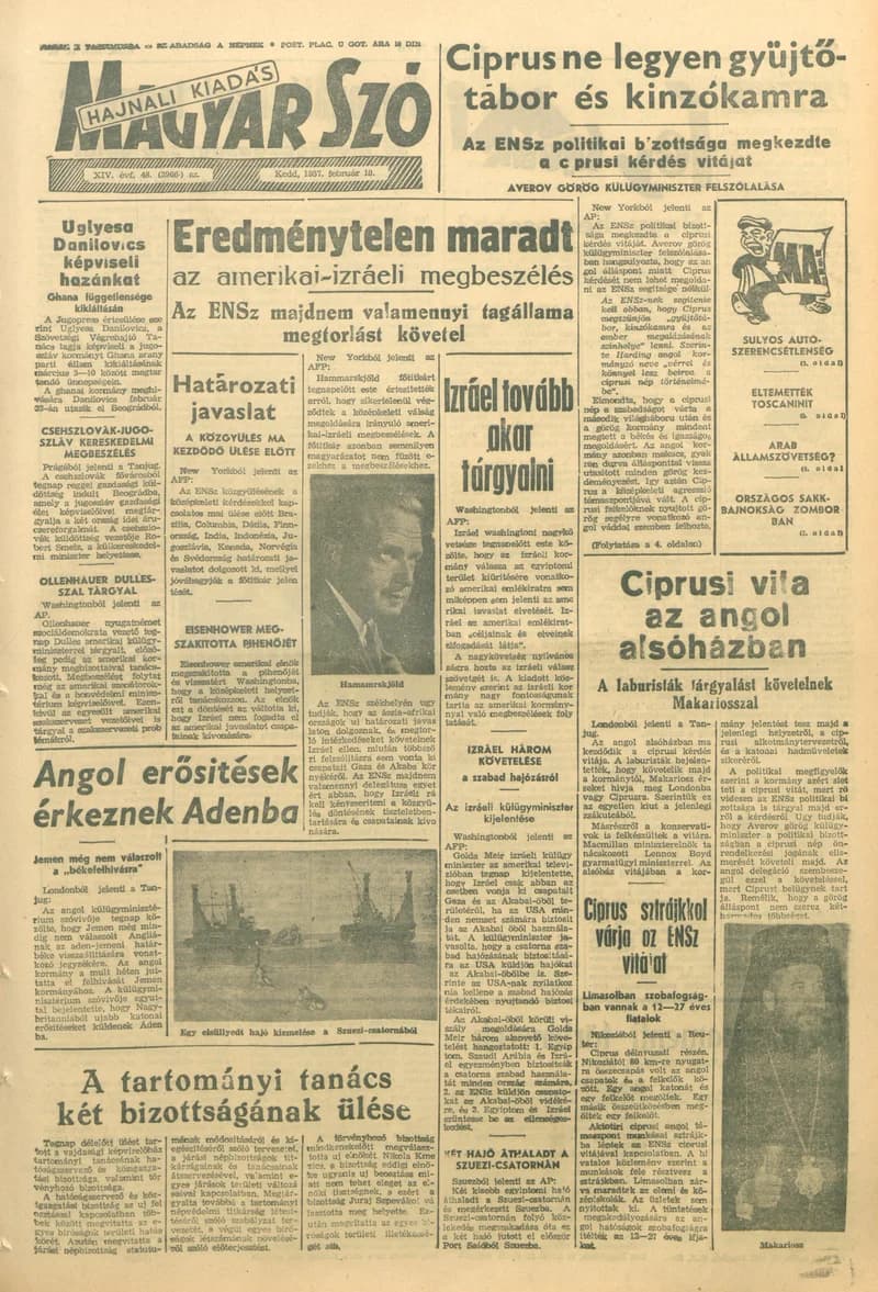 Magyar Szó, 14. évf. 1957. február 19. 48. sz. 1–14. oldal