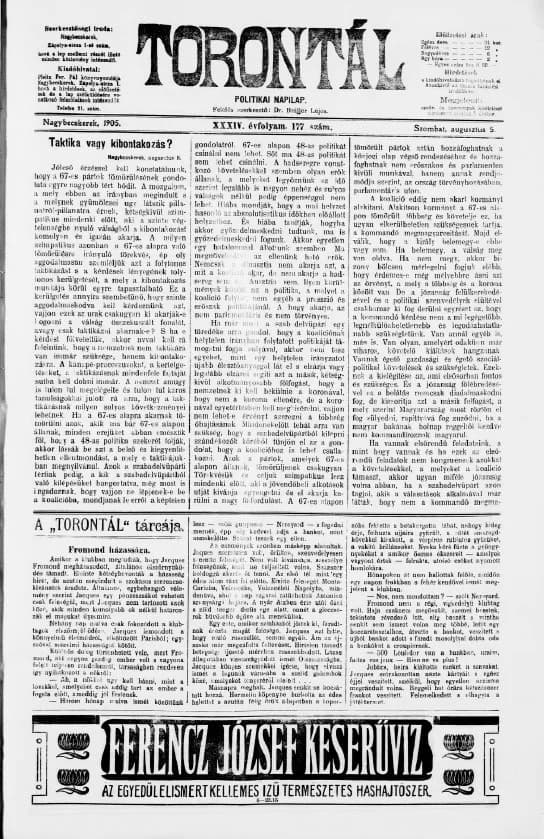Torontál, 34. évf. 1905. augusztus 5. 177. sz.