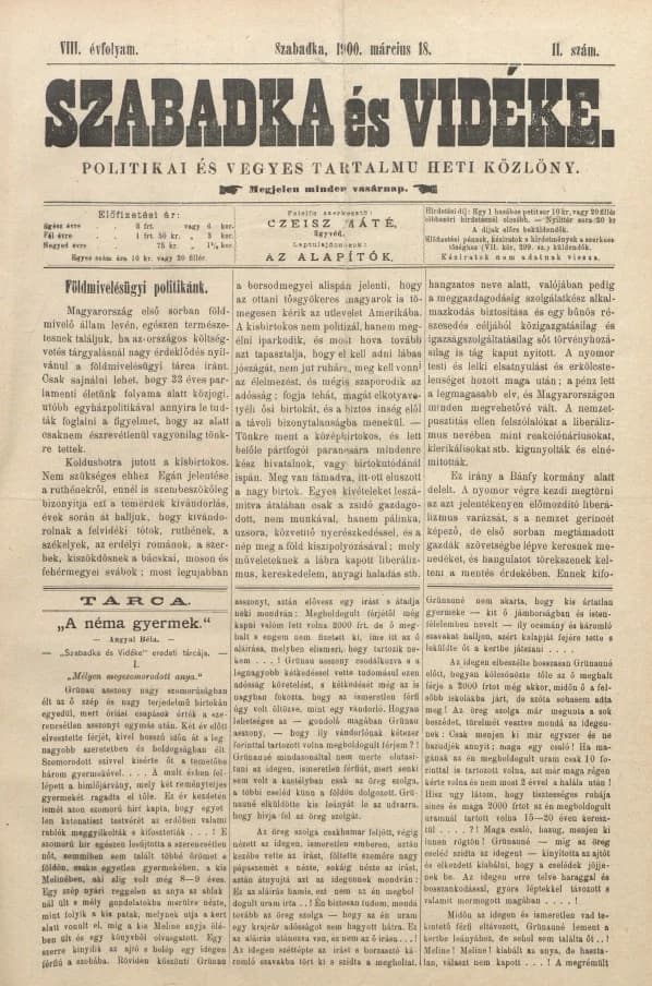 Szabadka és vidéke II, 8. évf. 1900. március 18. 11. sz.