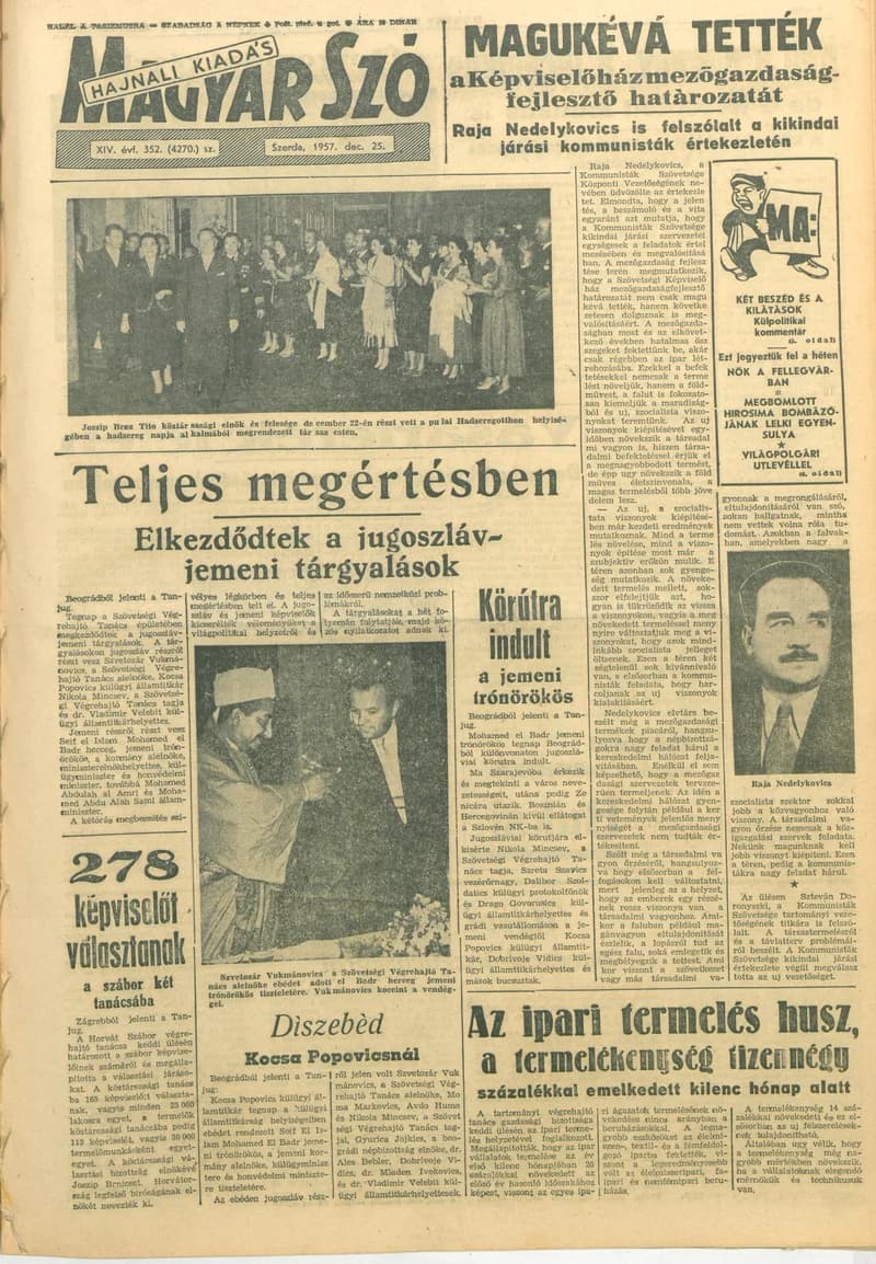 Magyar Szó, 14. évf. 1957. december 25. 352. sz. 1–16. oldal