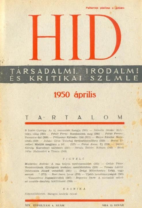 Híd, 14. évf. 1950. április. 4. sz. 201–296. oldal