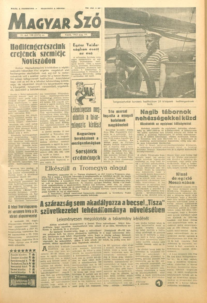 Magyar Szó, 9. évf. 1952. augusztus 19. 198. sz. 1–10. oldal