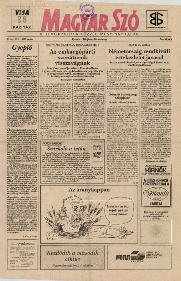 Magyar Szó, 51. évf. 1994. június 26. 128. sz.