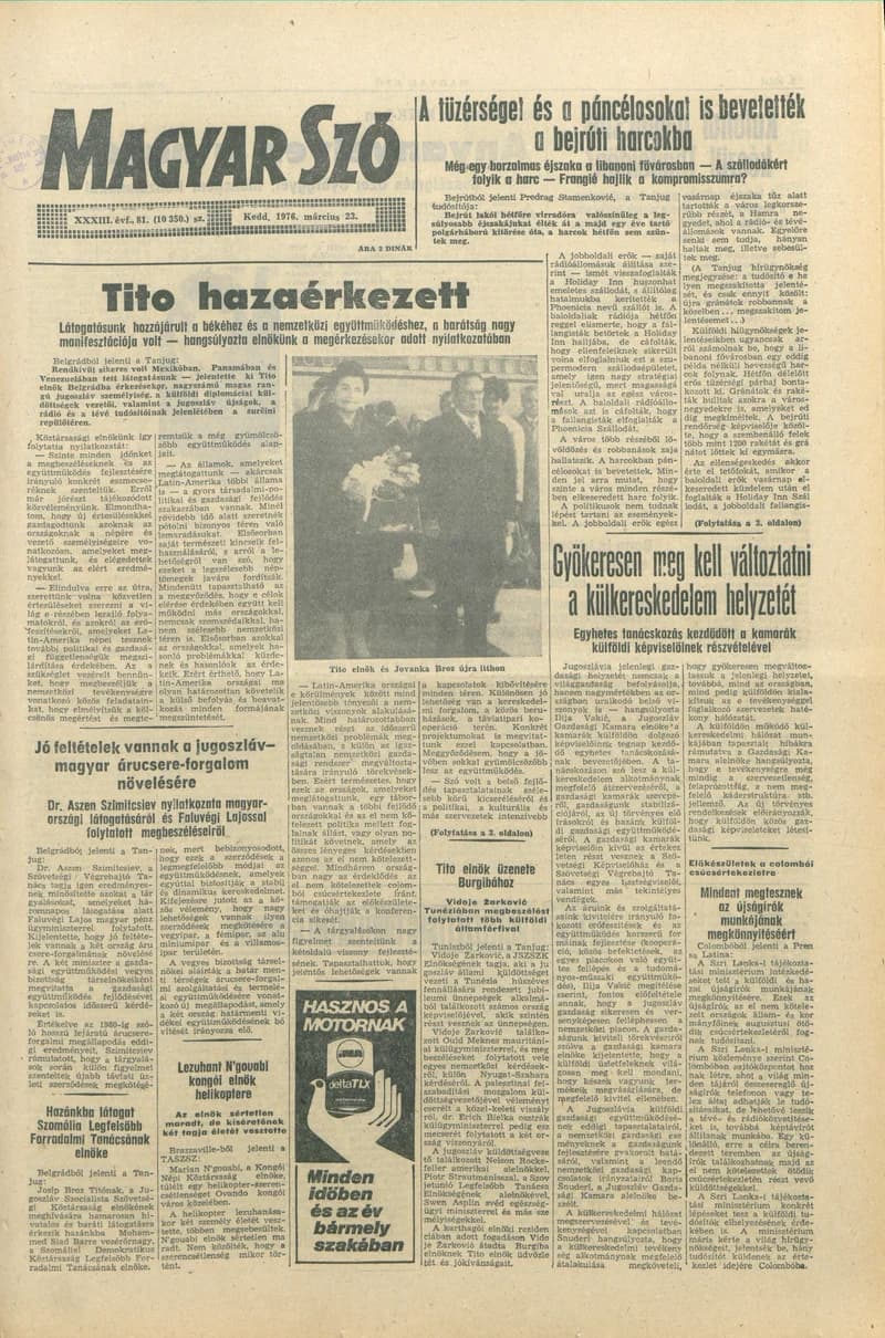 Magyar Szó, 33. évf. 1976. március 23. 81. sz. 1–20. oldal