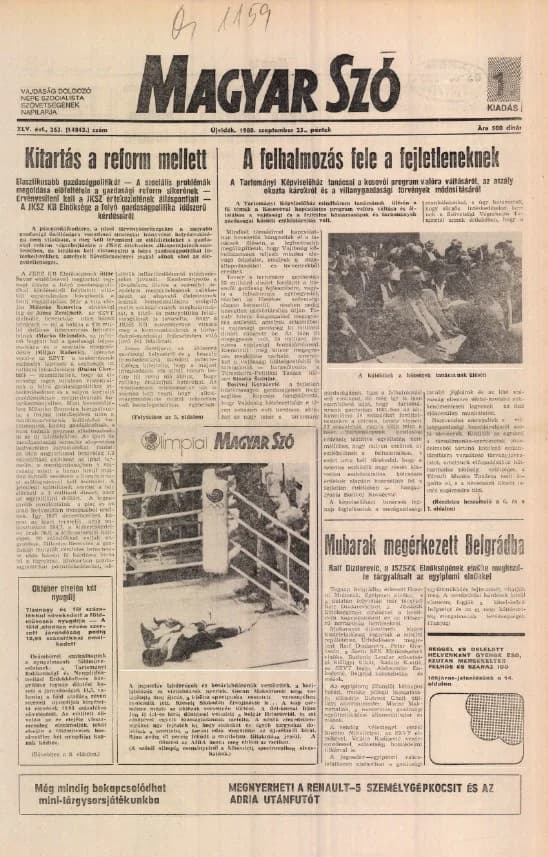 Magyar Szó, 45. évf. 1988. szeptember 23. 263. sz.
