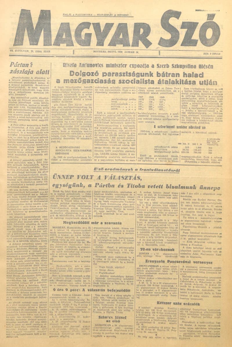 Magyar Szó, 7. évf. 1950. január 30. 25. sz. 1–4. oldal