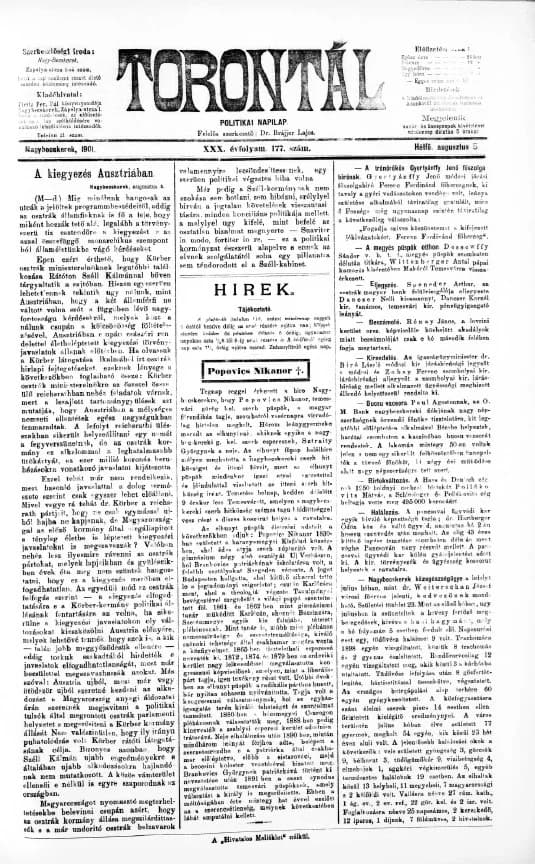 Torontál, 30. évf. 1901. augusztus 5. 177. sz.