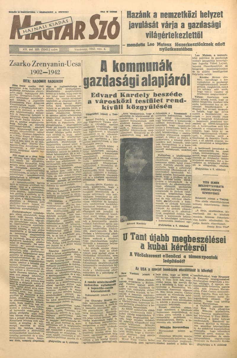 Magyar Szó, 19. évf. 1962. november 4. 305. sz. 1–24. oldal