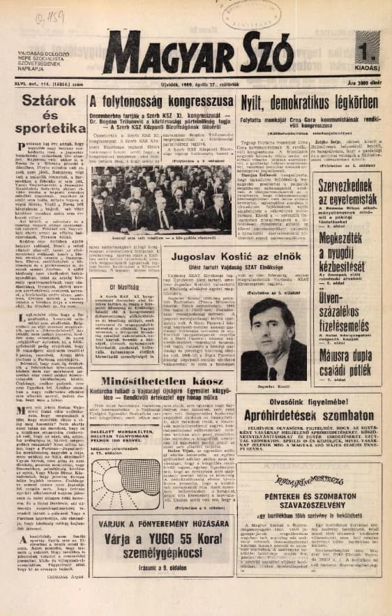Magyar Szó, 46. évf. 1989. április 27. 114. sz. 1–16. oldal