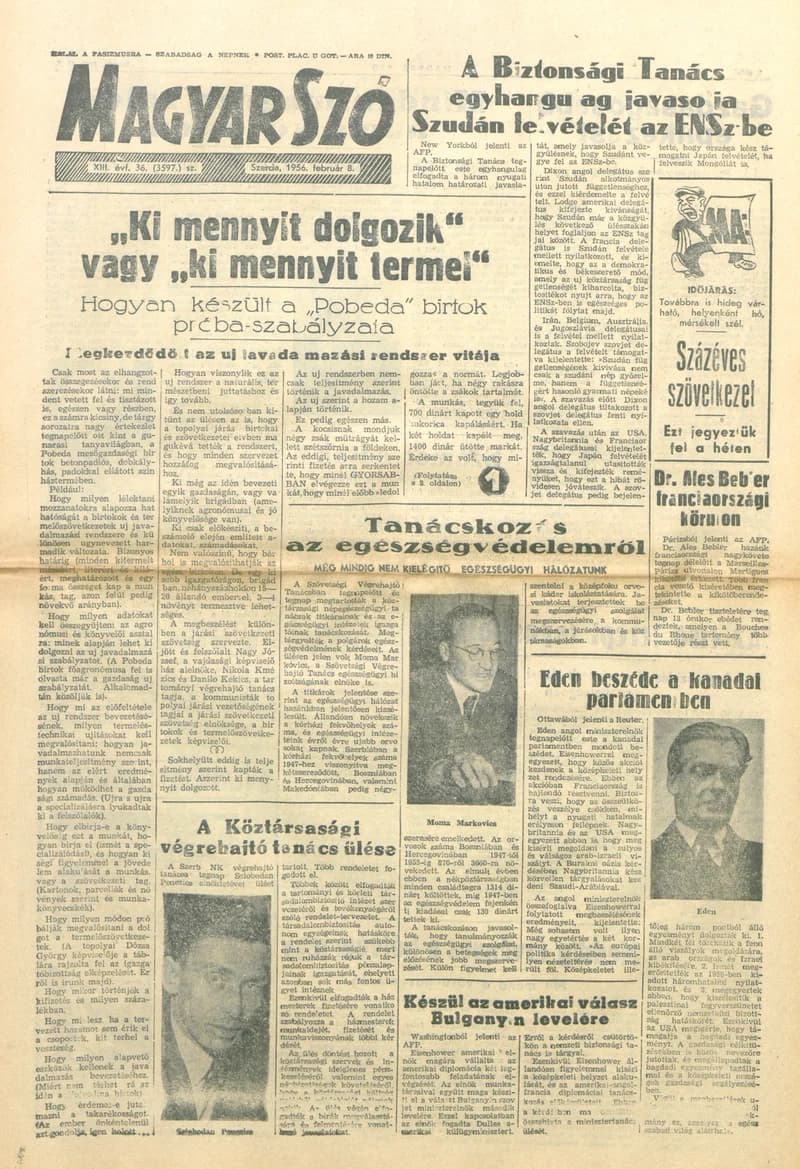Magyar Szó, 13. évf. 1956. február 8. 36. sz. 1–8. oldal