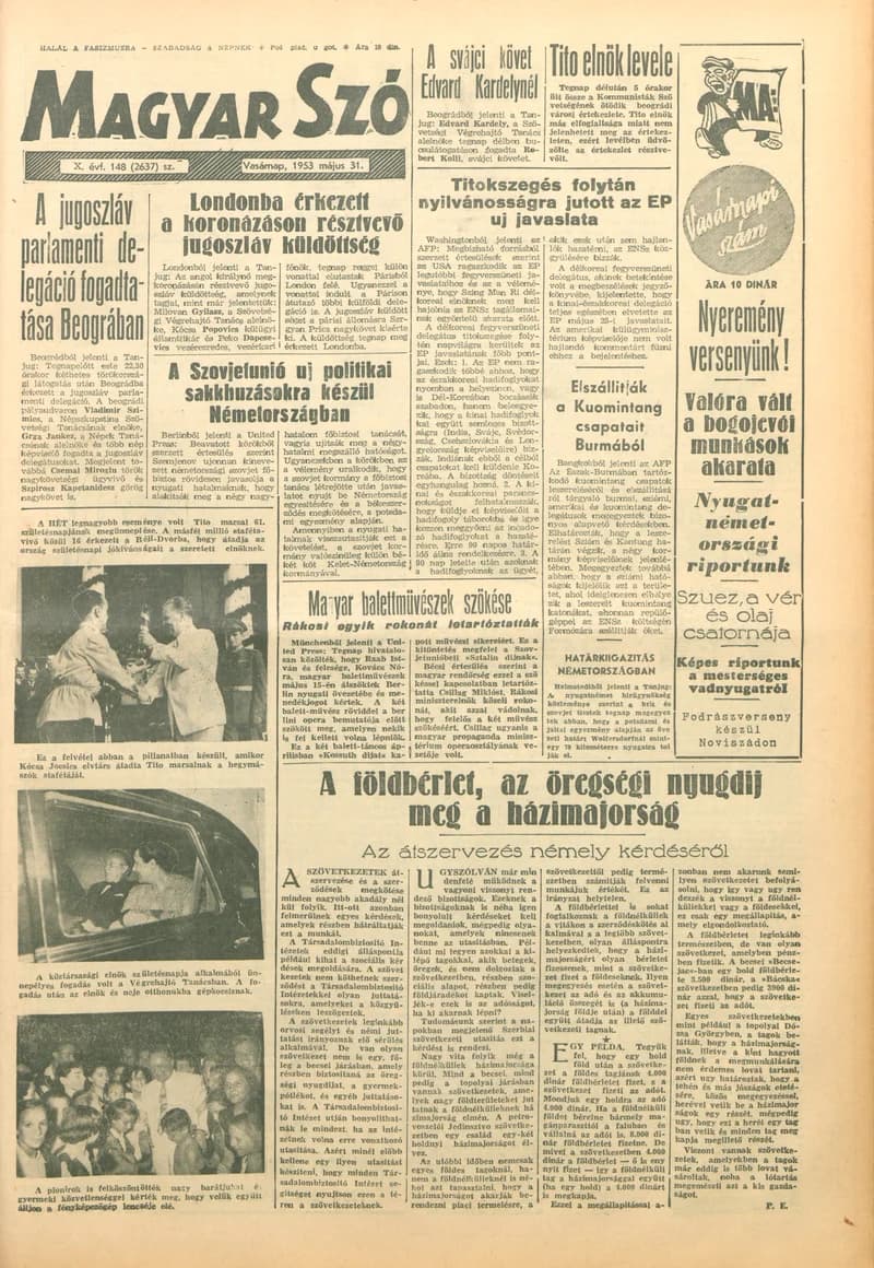 Magyar Szó, 10. évf. 1953. május 31. 148. sz. 1–14. oldal
