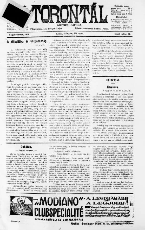 Torontál, 43. évf. 1914. július 21. 163. sz.