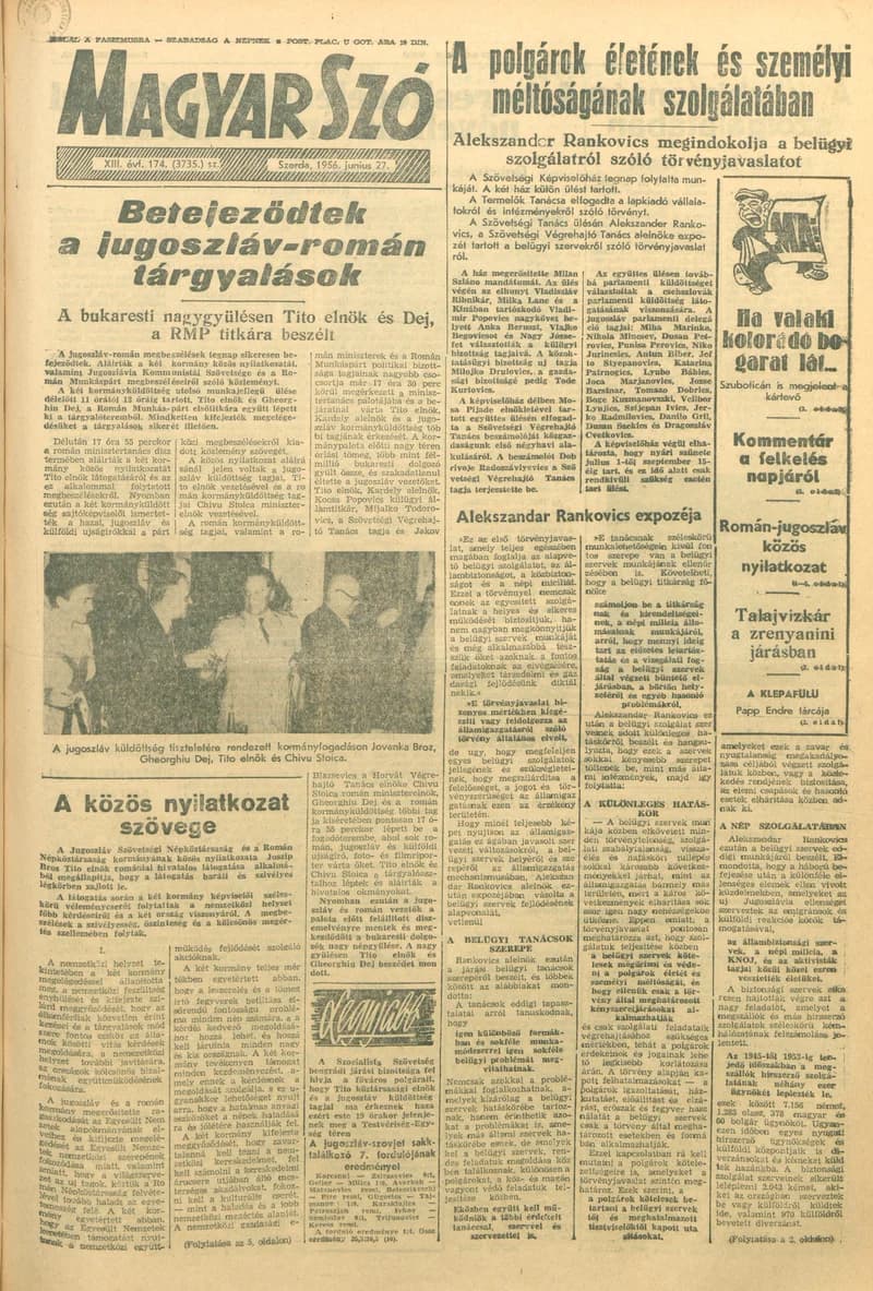 Magyar Szó, 13. évf. 1956. június 27. 174. sz. 1–8. oldal