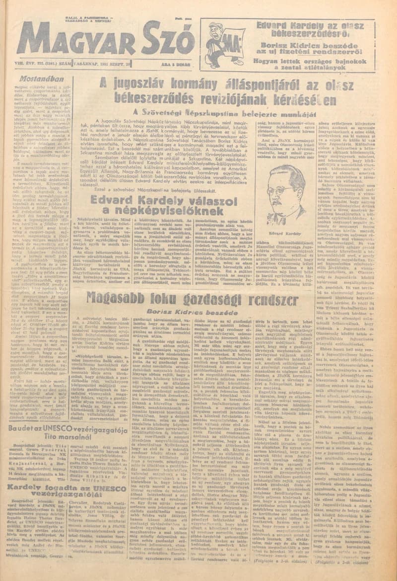 Magyar Szó, 8. évf. 1951. szeptember 30. 232. sz. 1–8. oldal