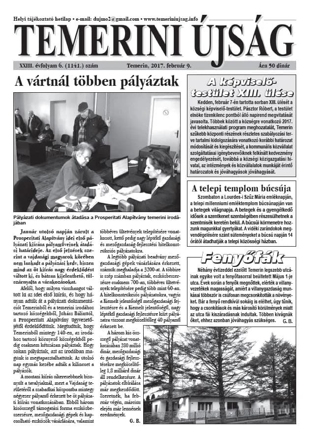 Temerini Újság, 23. évf. 2017. február 9. 6. sz.