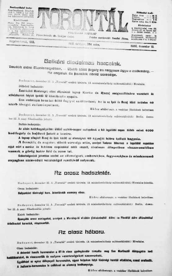 Torontál, 44. évf. 1915. december 13. 284. sz.