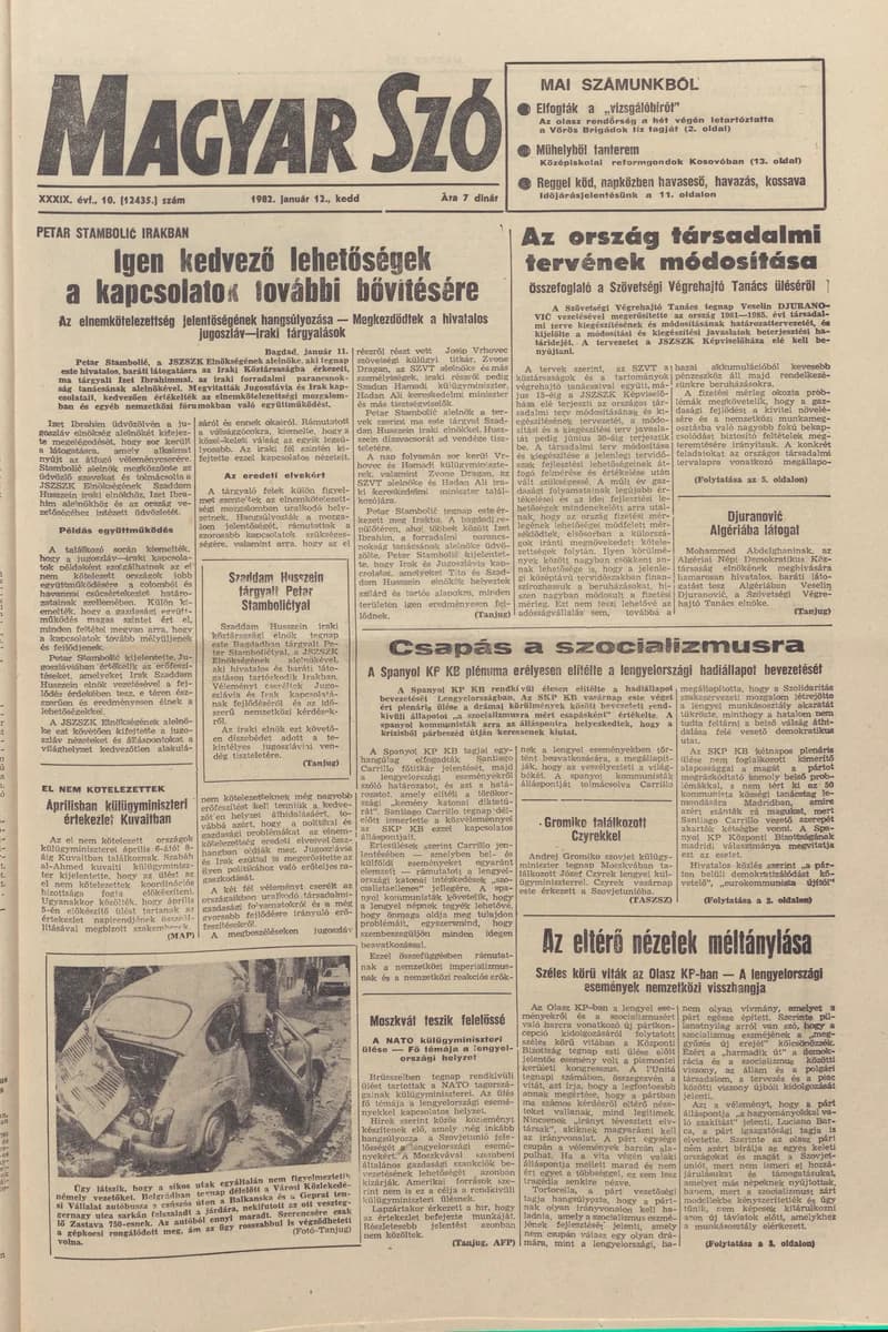 Magyar Szó, 39. évf. 1982. január 12. 10. sz. 1–20. oldal