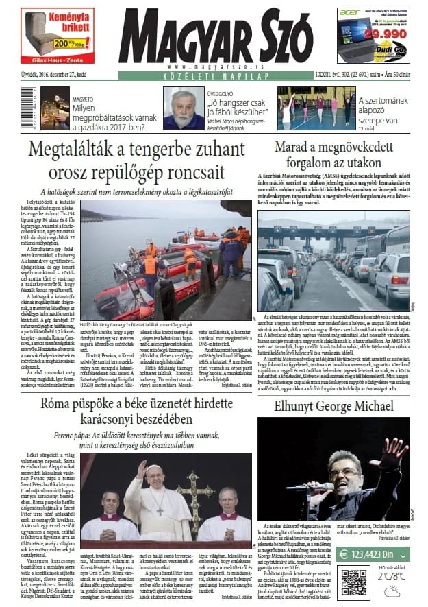 Magyar Szó, 73. évf. 2016. december 27. 302. sz. 1–20. oldal